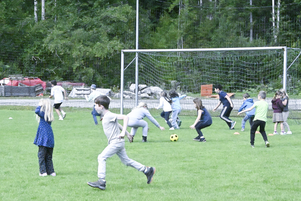 Voller Einsatz auf dem Spielfeld: Die Kinder toben sich beim Fußballspielen aus – hier stehen Teamgeist und Bewegung im Mittelpunkt.