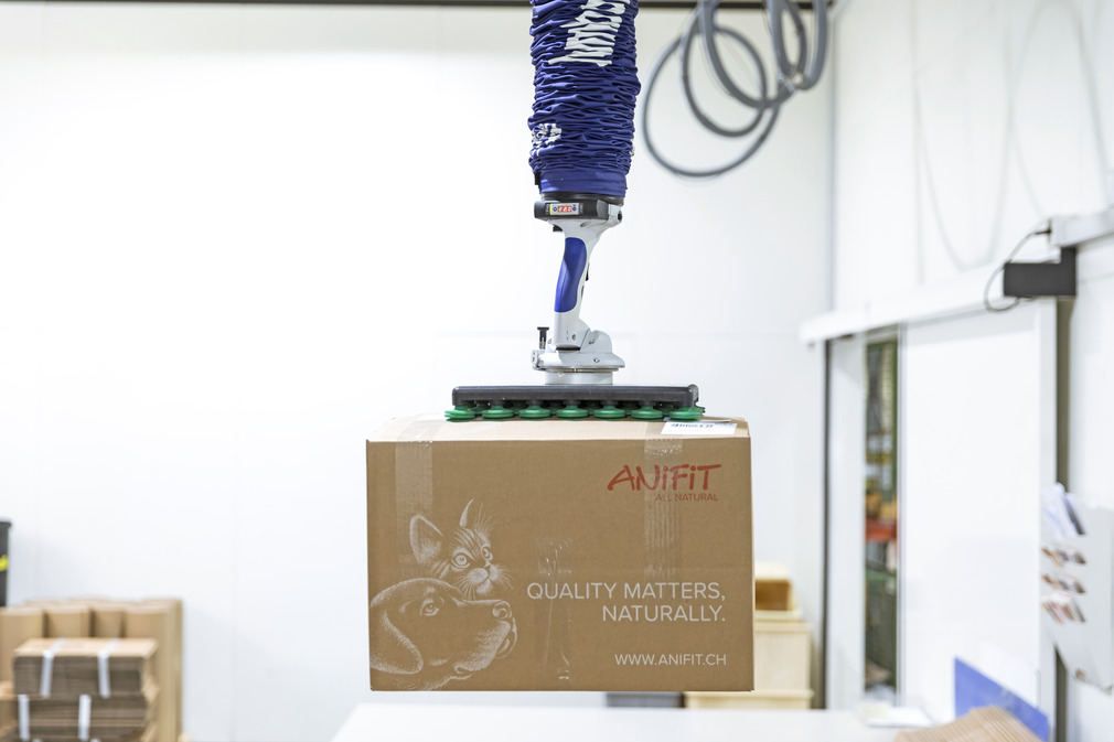 The JumboFlex Weight-Control measures the weight of the attached load in the uppermost position - in this case, the light band signals: everything is in the green zone.
