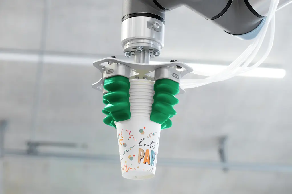 Die Fingergreifer lassen sich im Handumdrehen neu positionieren: wechselt das Produkt, wechselt die Konfiguration, nicht der Greifer.