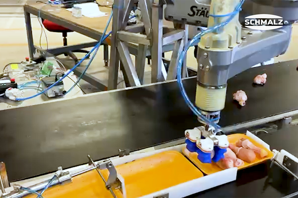 Pick and Stack of Chicken Drumsticks Using the Finger Gripper mGrip