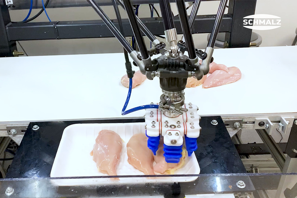 Prelievo e posizionamento del petto di pollo con il finger gripper mGrip