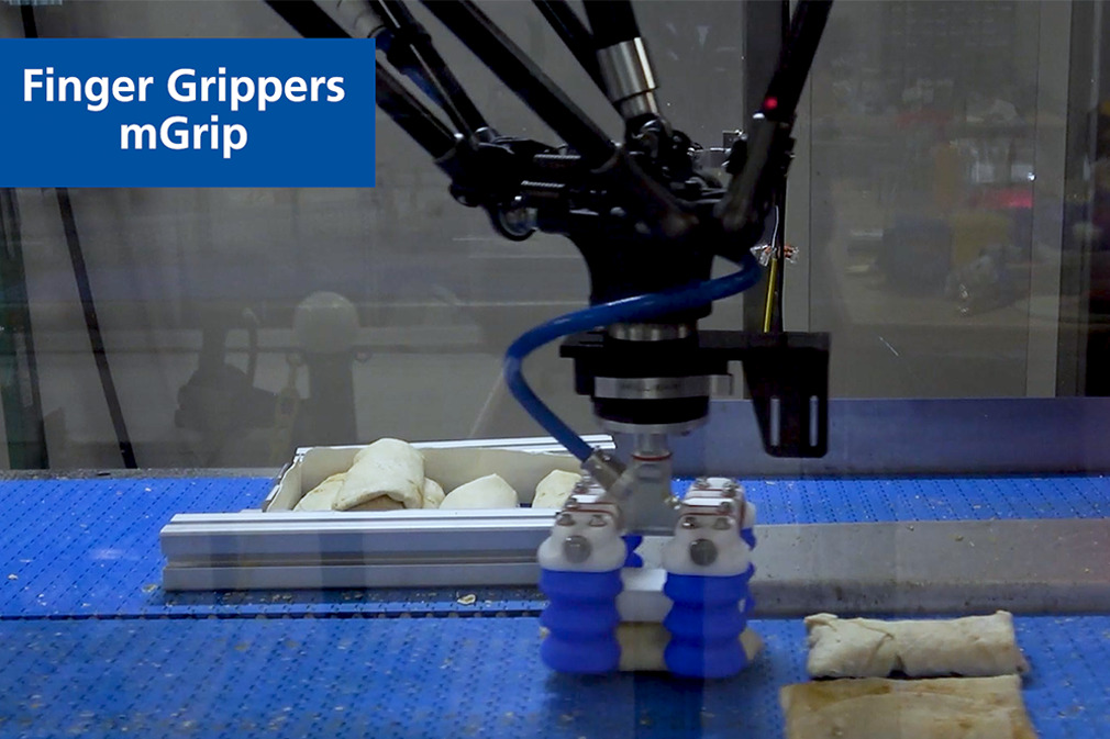 Burrito's picken en stapelen met de vingergrijper mGrip