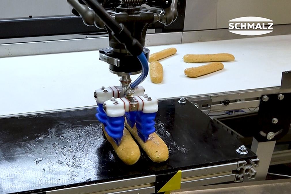 Pick and Stack of Garlic Bread Sticks Using the Finger Gripper mGrip