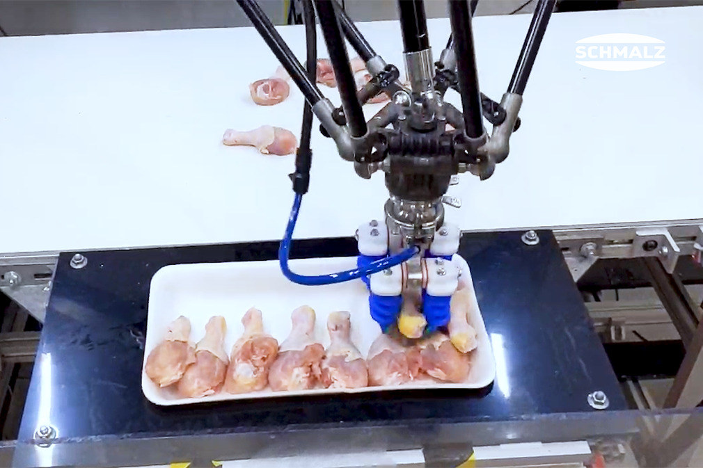 Pick and Stack of Chicken Drumsticks Using the Finger Gripper mGrip