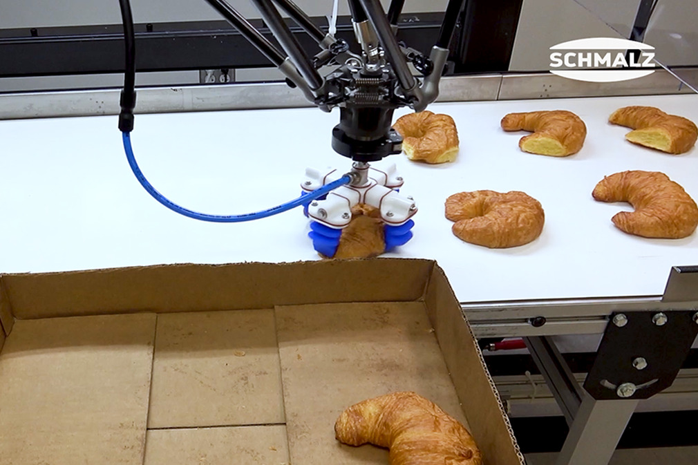 Pick and Stack of Croissants Using the Finger Gripper mGrip