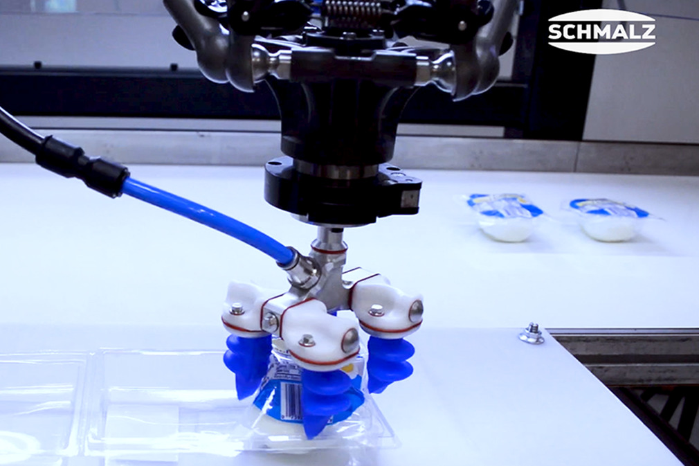 Pick and Place von Eiern und Verpackungen mit Eiern mit dem Fingergreifer mGrip