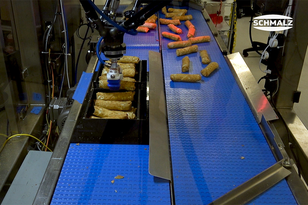Pick and Stack of Eggrolls Using the Finger Gripper mGrip