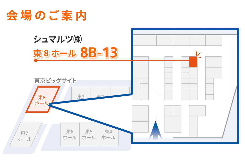 東京ビッグサイト 東8ホール 8B-13にてお待ちしております。