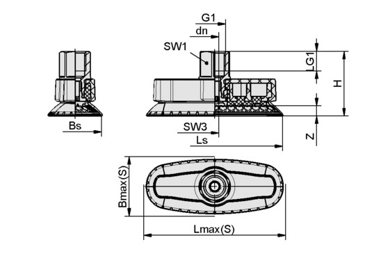 SAOXM 60x20 ED-85 G1/4-IG > Vacuum Suction Cups | Schmalz